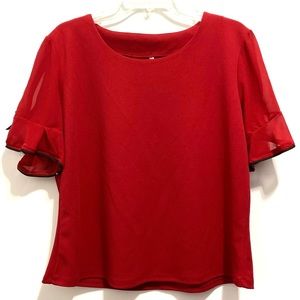 Love Nation Women’s Red Bow Fluted Sleeve Top